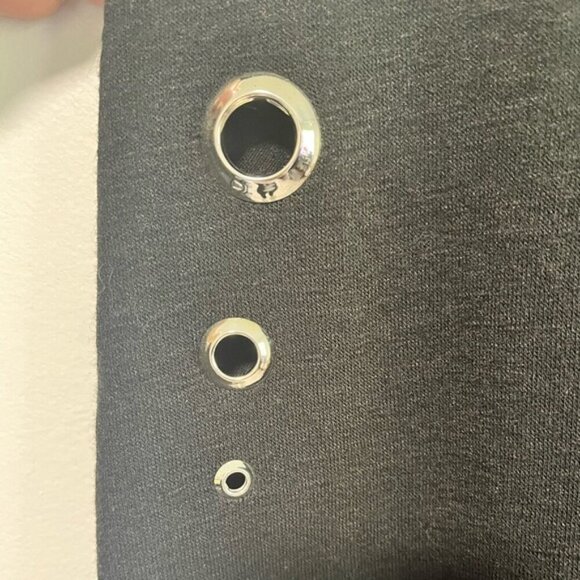 Riva Black Sleeveless Midi Dress with Silver Grommet Detail – Size L - Picture 9 of 11